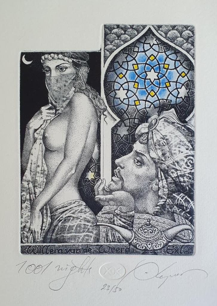 Exlibris / Ex libris, Hristo Kerin, sprookjes 1001 Nacht, Antiek en Kunst, Kunst | Etsen en Gravures, Verzenden