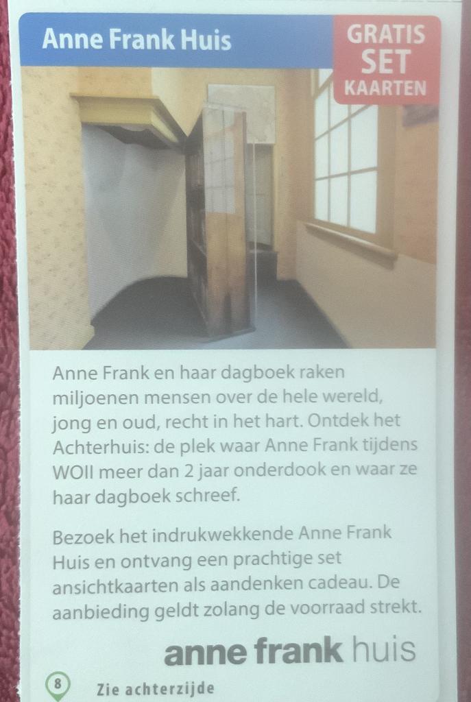 Anne Frank Huis Museum in Amsterdam Voordeelbon, Tickets en Kaartjes, Drie personen of meer, Museumbon
