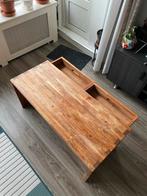Houten Salontafel met dubbele la, Huis en Inrichting, Tafels | Salontafels, Ophalen, Gebruikt, 100 tot 150 cm, Minder dan 50 cm