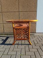 Vintage rotan bijzettafel met glas, Ophalen, Minder dan 45 cm, Minder dan 55 cm, Gebruikt
