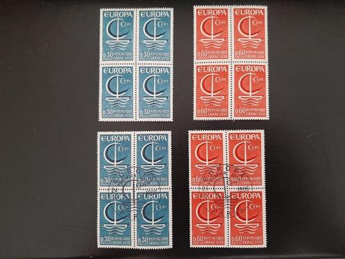 Europazegels 1966, Frankrijk, blok van 4 postfris en gestemp, Postzegels en Munten, Postzegels | Europa | Frankrijk, Verzenden