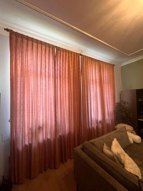 Gordijnen inclusief houten roeden en embrasses, Huis en Inrichting, Stoffering | Gordijnen en Lamellen, Zo goed als nieuw, 200 cm of meer