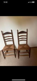 Rustieke Stoelen met Riet, Huis en Inrichting, Stoelen, Ophalen, Gebruikt, Twee, Bruin