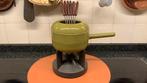 Castirone Frans fondueset gietijzer met vorkjes groen retro, Ophalen of Verzenden, Zo goed als nieuw, Brander, Fondueset