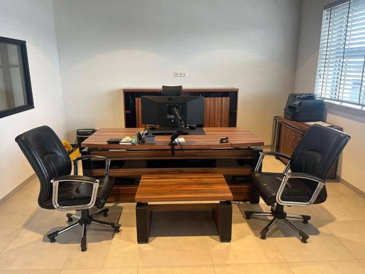 Bureauset inclusief 2 leren stoelen, Huis en Inrichting, Bureaus, Gebruikt, Bureau, Ophalen