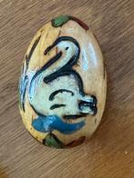 Vintage Houten ei met zwaan en bloem houtsnijwerk, Ophalen of Verzenden