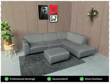 GRATIS LEVERING Hoekbank + Poef Grijs 275x215 REFURBISHED beschikbaar voor biedingen