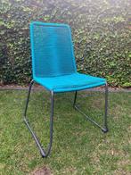 4 Tuinstoelen blauw, Ophalen, Gebruikt, Metaal, Stapelbaar