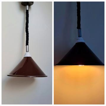Industriële vintage hanglamp bruin aluminium pull down   beschikbaar voor biedingen