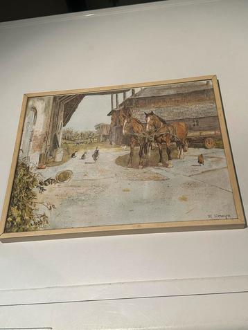 Schilderij W. Romijn - Boerderij met paarden beschikbaar voor biedingen