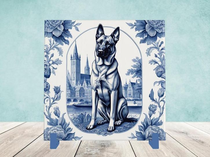 Mechelse Herder Delfts Blauwe tegel incl houder, Huis en Inrichting, Woonaccessoires | Overige, Nieuw, Ophalen of Verzenden