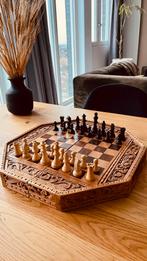 Vintage Schaakbord BALI 37,5cm | Schaakkist + Schaakstukken, Hobby en Vrije tijd, Gezelschapsspellen | Bordspellen, Reisspel, Een of twee spelers