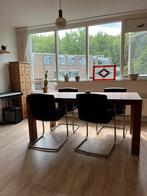 Stoelen zwart leer Hoogenboezem 4 stuks, Ophalen, Gebruikt, Zwart, Leer