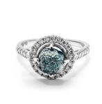 Ring Wit goud 18K met ruwe diamant en certificaat, Ophalen of Verzenden, Wit, Goud, Dame