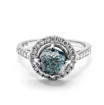 Ring Wit goud 18K met ruwe diamant en certificaat beschikbaar voor biedingen