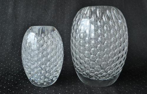 Floris Meydam 1963, Leerdam – 2x kristallen Bellenvaas, glas, Antiek en Kunst, Antiek | Glas en Kristal, Ophalen of Verzenden