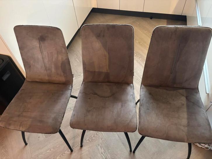 6 Eetkamerstoelen - Grijs - Gebruikt, Huis en Inrichting, Stoelen, Gebruikt, Vijf, Zes of meer stoelen, Stof, Grijs, Ophalen