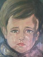 Schilderij, jongen met traan, olieverf geschilderd door g. D, Antiek en Kunst, Kunst | Schilderijen | Klassiek, Ophalen of Verzenden