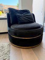 Richmond draaifauteuil velvet zwart met goud, Ophalen, Zo goed als nieuw