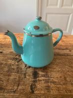 Vintage, brocante emaille ketel/koffiekan aqua/turqoise, Ophalen of Verzenden