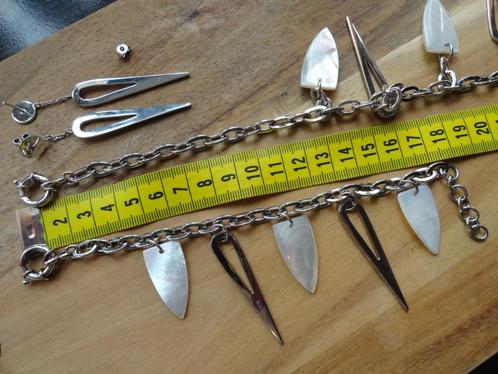 Modernist designer zilveren armband ketting hangers parel mo, Sieraden, Tassen en Uiterlijk, Armbanden, Nieuw, Zilver, Zilver