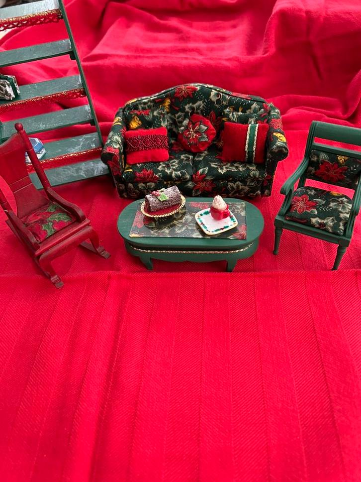 Kerst interieur miniatuur kijkkastje/poppenhuis, Verzamelen, Poppenhuizen en Toebehoren, Nieuw, Poppenhuis, Ophalen of Verzenden