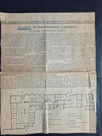 Krantenknipsel over Schiphol uit 1927 (SC245)  beschikbaar voor biedingen
