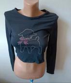 Zwart shirt met lange mouwen en print, Zwart, Ophalen of Verzenden, Zo goed als nieuw, Maat 36 (S)