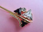jwg Grote vintage 80s Art Deco Memphis design broche stenen, Verzenden, Overige materialen, Broche, Verguld