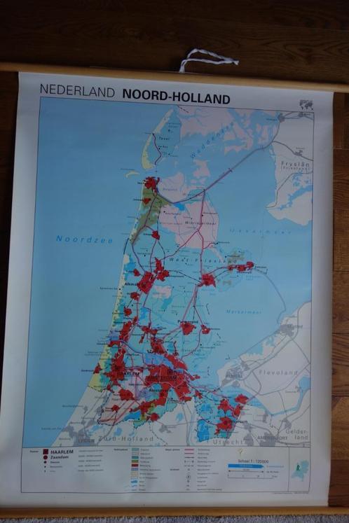 Schoolkaart Noord Holland, Antiek en Kunst, Antiek | Schoolplaten, Aardrijkskunde, Ophalen of Verzenden