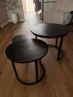 Salontafel mangohout zwart 3delig te koop, Huis en Inrichting, Ophalen, 50 tot 100 cm, Rond, Zo goed als nieuw