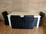 Mooie witte houten tafel, Huis en Inrichting, Ophalen, Eikenhout, 50 tot 100 cm, Zo goed als nieuw