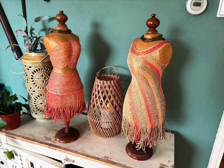 Mooie set decoratieve paspoppen in boho/landelijke stijl, Verzamelen, Beelden en Beeldjes, Zo goed als nieuw, Dier, Ophalen of Verzenden