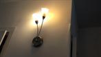 2x Wandlampen RVS Zilver Melkglas, Huis en Inrichting, Lampen | Wandlampen, Ophalen, Gebruikt, Glas