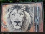 Ingelijst poster met leeuw, Ophalen, Gebruikt, 75 tot 100 cm, Foto of Poster