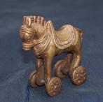 hindoeïstische bronzen tempel toy paard op wielen ca 1900, Antiek en Kunst, Ophalen