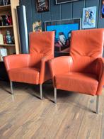 2 Leren Fauteuils - Goede Staat, Ophalen, Gebruikt, 75 tot 100 cm, 50 tot 75 cm