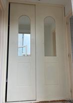 Houten schuifdeuren met spiegels, Doe-het-zelf en Verbouw, Deuren en Horren, Ophalen, Gebruikt, 80 tot 100 cm, Binnendeur