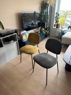 4 Corduroy Eetkamerstoelen - Geel & Grijs, Ophalen, Overige kleuren, Zo goed als nieuw, Vier