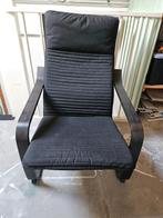 IKEA POÄNG fauteuil & voetenbank – zwartbruin frame, Huis en Inrichting, Fauteuils, Ophalen of Verzenden, Gebruikt, Hout