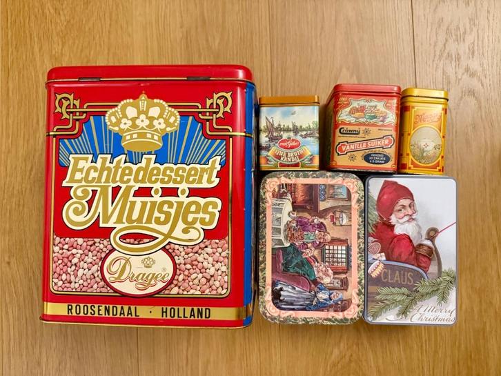 Verzameling vintage bewaarblikken, Verzamelen, Blikken, Gebruikt, Overige, Overige merken, Ophalen of Verzenden