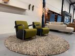2 Leolux Scylla Fauteuil Stof leer Design stoel Groen