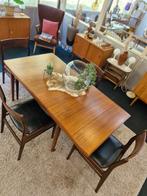 Vintage eettafel teak fineer jaren 70 verlengbaar, Huis en Inrichting, Tafels | Eettafels, Ophalen, Gebruikt, 100 tot 150 cm, .