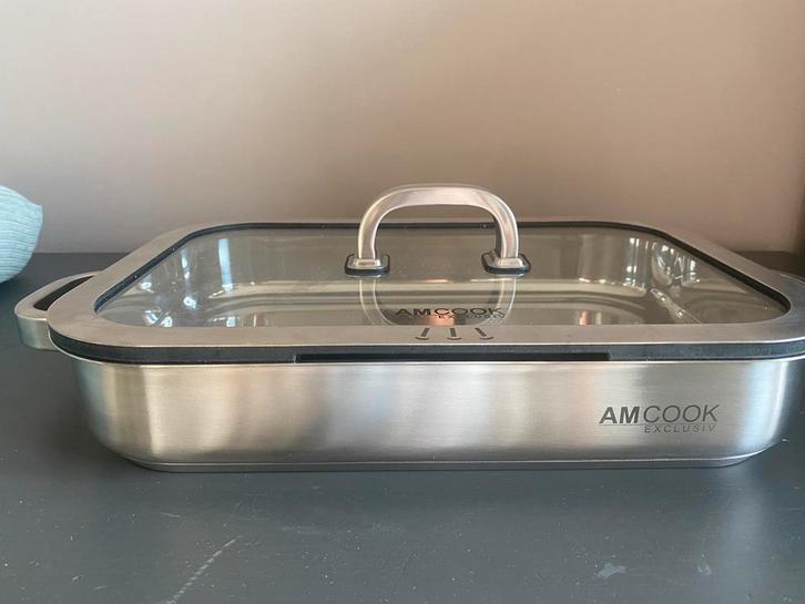 AM cook braadpan plat RVS nieuw, Huis en Inrichting, Keuken | Potten en Pannen, Nieuw, Koekenpan of Braadpan, Rvs, Ophalen