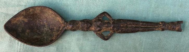 Hindoe bronzen rituele lepel nr 4 Puja spoon, Antiek en Kunst, Kunst | Niet-Westerse kunst, Ophalen of Verzenden