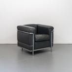 ACTIE!! 2x Cassina Le Corbusier LC2 Fauteuil Antraciet Leer, Huis en Inrichting, Fauteuils, Niet ingevuld, Gebruikt, Minder dan 75 cm
