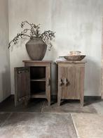 Nachtkastjes Driftwood Set van 2 met schuifsluiting, Ophalen of Verzenden, Nieuw, Minder dan 45 cm