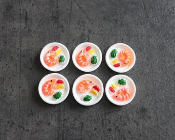 Bord garnaal sperzieboon citroen miniatuur nieuw 1:12 - 1 st beschikbaar voor biedingen