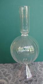 curiosa : bubbel kandelaar glas - 18 hoog 8 cm doorsnee, Ophalen of Verzenden