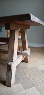 Massief eiken tafel, Huis en Inrichting, Ophalen, Gebruikt, Eikenhout, 200 cm of meer